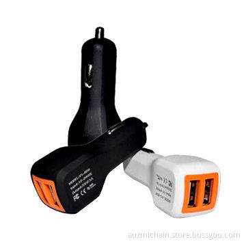 New Model Rubber Coating Dual USB Car Charger with 2.1A for iPhone and iPad